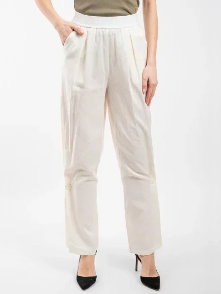 Штани повсякденні Just Before молочний льон/віскоза
