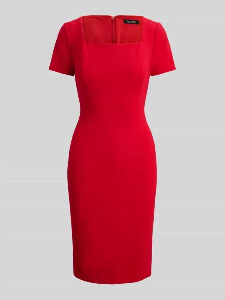 Sukienka koktajlowa z prostokątnym dekoltem Lauren Ralph Lauren czerwona