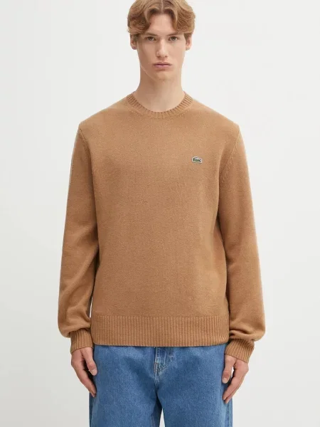 Lacoste pulover de lână light maro