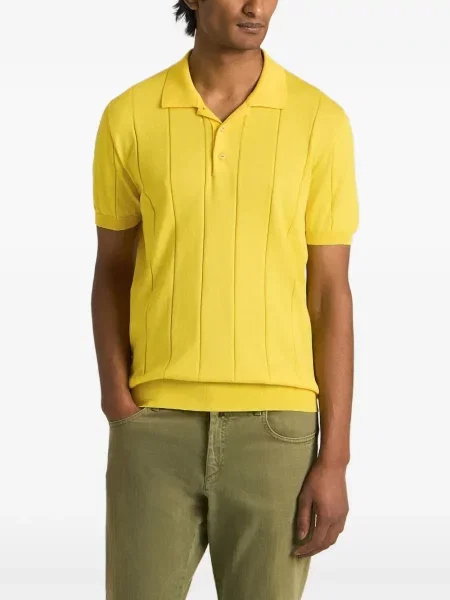 Tricou polo Kiton tricotate galben