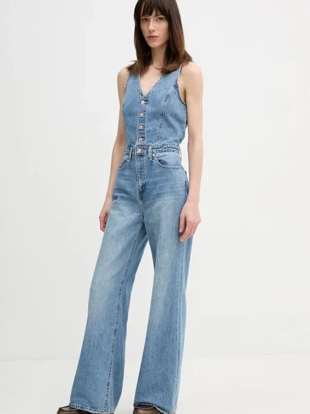 Levi's kombinezon jeansowy DNM VEST WIDELG niebieski