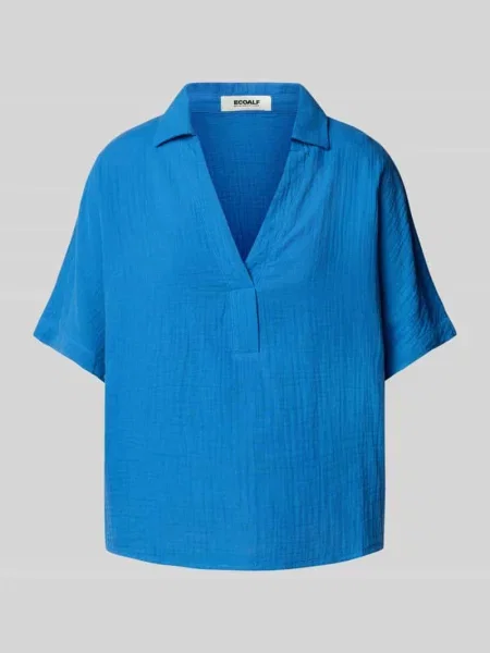 Bluzka o kroju oversized z dekoltem w serek model ‘DENISALF’ Ecoalf niebieska