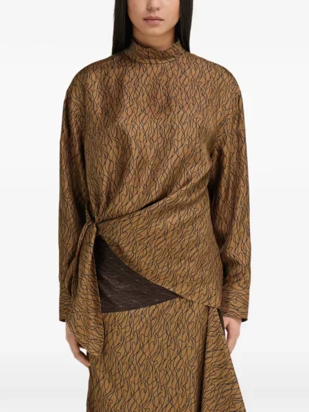 Cămașă Ferragamo de mătase maro
