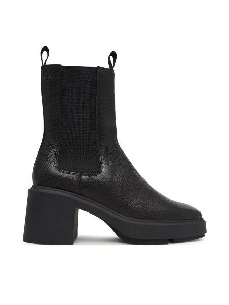 Botine Calvin Klein Block Heel Chelsea Boot Lth negru