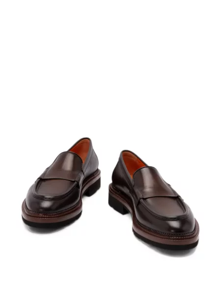 Kožne loaferice Santoni smeđa