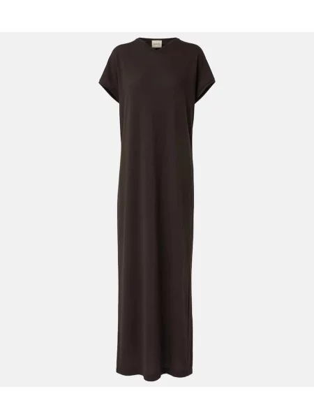 Maksi sukienka maxi Khaite z dżerseju garniturowa brązowa