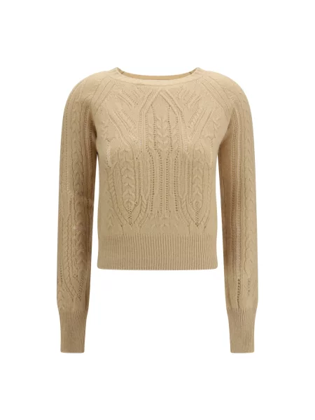 Sweter Ermanno Scervino z kaszmiru z długim rękawem beżowy