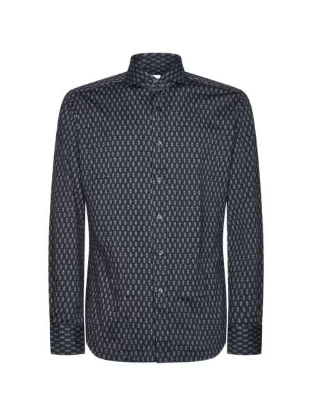Cămașă Xacus cu imagine cu imprimeu geometric negru