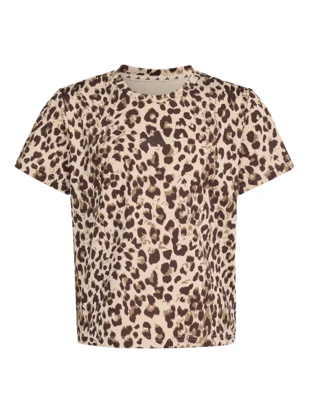Adidas Tričko Seasonal Animal Print Sport / tmavě hnědá / hnědá béžová