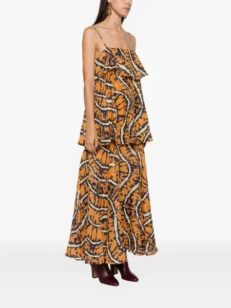 Rochie maxi Alemais cu volane portocaliu
