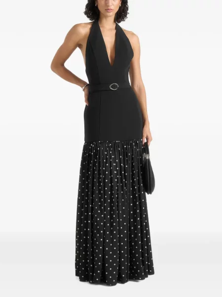 Cu centură rochie maxi Manière De Voir cu buline cu gât halter negru