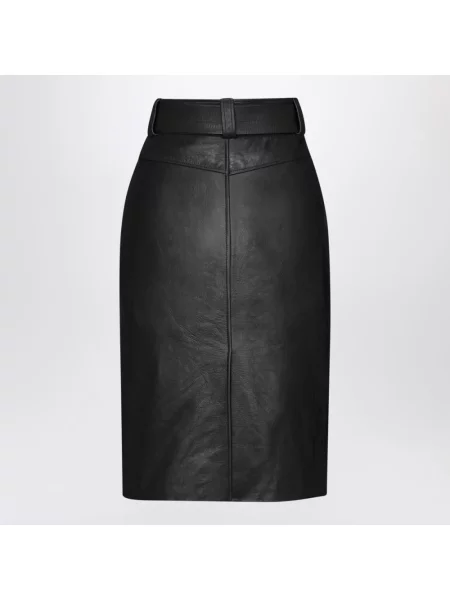Spódnica skórzana Saint Laurent czarna