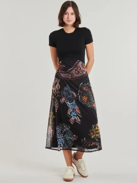 Rochie Desigual cu model paisley plasă negru