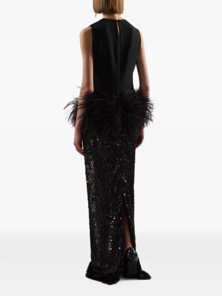 Rochie maxi Taller Marmo cu pene negru