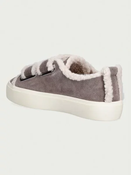 INUIKII Bőr sneakers tornacipő Velcro Shearling szürke