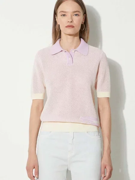 Maison Kitsuné polo de Flash Fox Knitted Mesh Polo violet