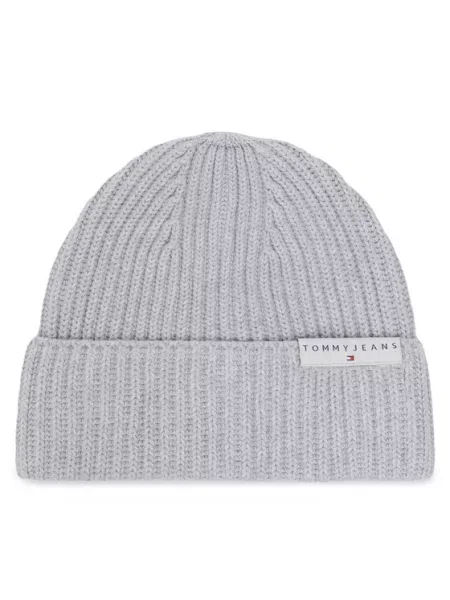 Kapa Tommy Jeans Tjm Linear Logo Beanie Svetlo siva