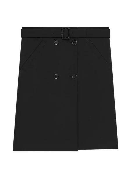 Cu centură fusta mini Courreges cu două rânduri de nasturi negru