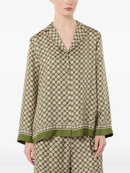 Cămașă 's Max Mara de mătase cu imagine cu imprimeu geometric verde