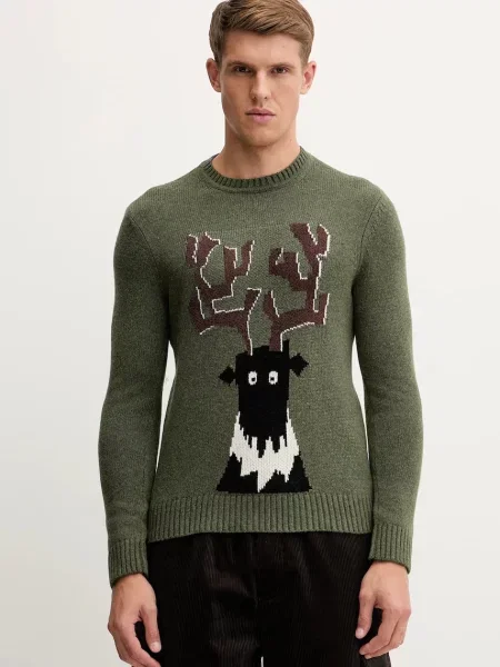 Emporio Armani pulover din amestec de lână verde