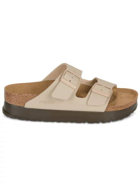 Papuci Birkenstock cu platformă bej