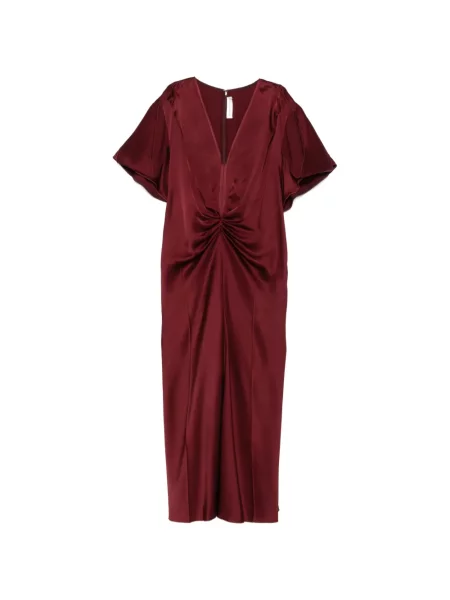 Rochie midi Victoria Beckham cu decolteu în V până la genunchi de costum roșu