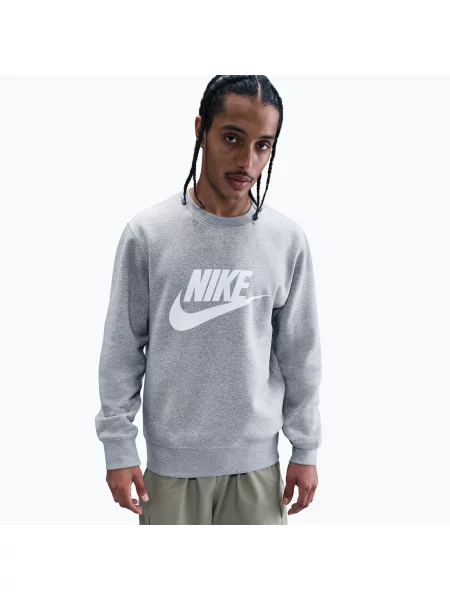 Мъжки суитшърт Nike Sportswear Club Graphic Fleece Crew dark grey heather/white бяло
