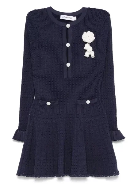 Rochie Self-portrait tricotate de costum albastru