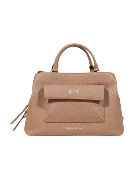 Torebka Armani Exchange skórzana beżowa
