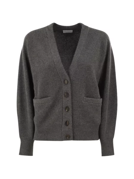 Cardigan Brunello Cucinelli din cașmir gri