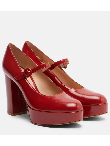 Pantofi cu toc Gianvito Rossi din piele de lac roșu
