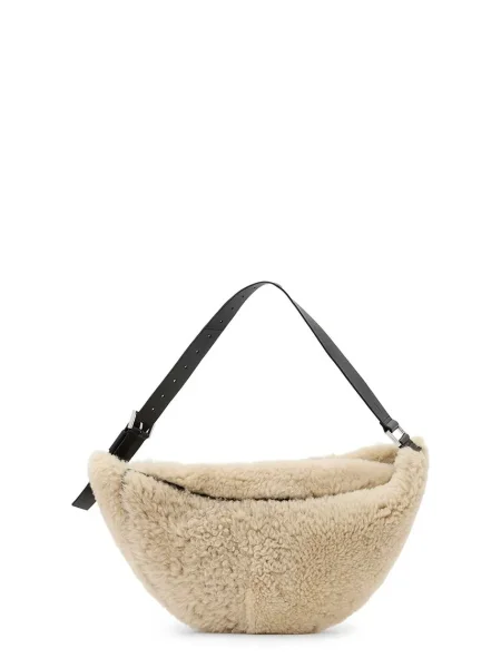 Кожена чанта AllSaints LUNA бежово