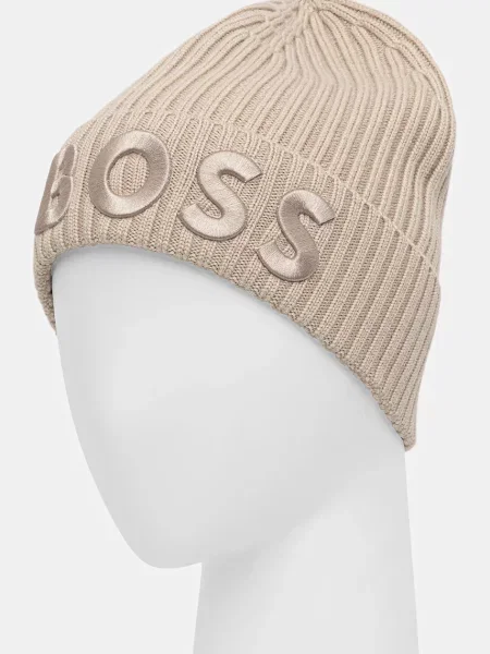 Шерстяная шапка Boss черная