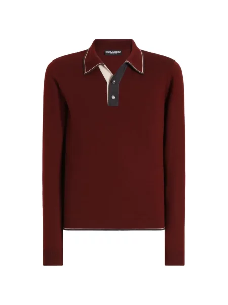 Tricou polo Dolce & Gabbana de lână roșu