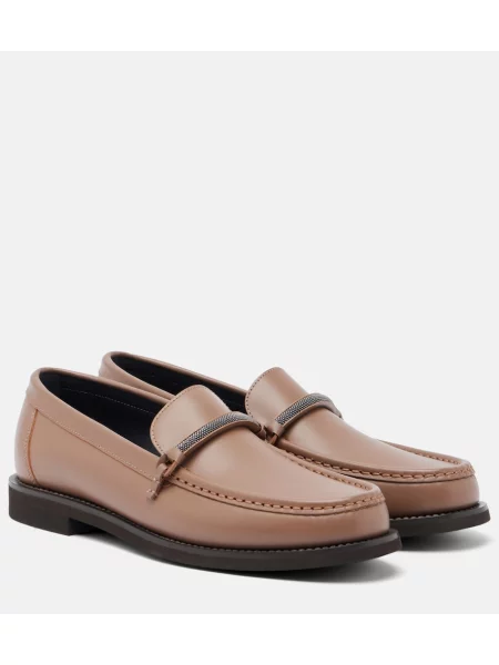 Pantofi loafer Brunello Cucinelli din piele maro