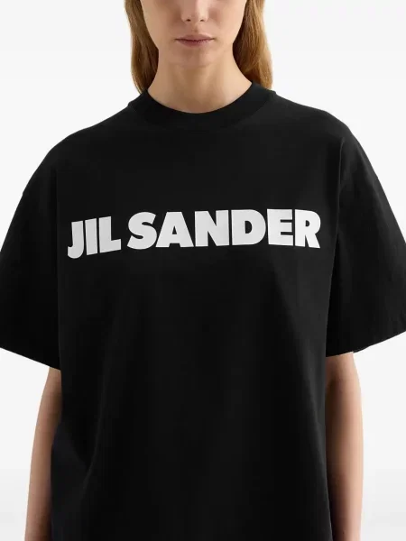 Tricou Jil Sander cu imagine scurt negru