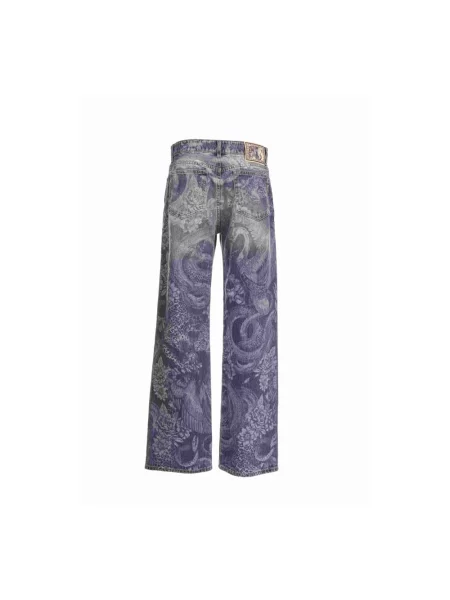 Szerokie jeansy Roberto Cavalli niebieskie
