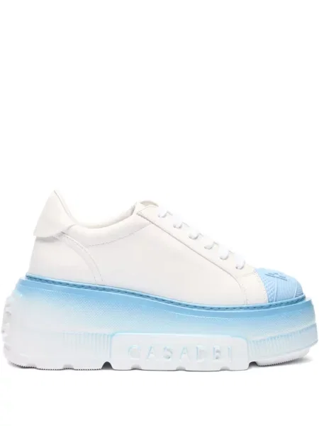 Маратонки Casadei с връзки на платформе с дантела бяло