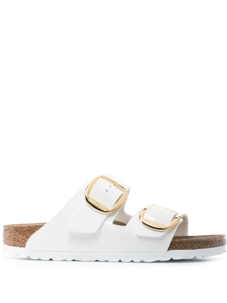 Sandale Birkenstock din piele cu cataramă alb