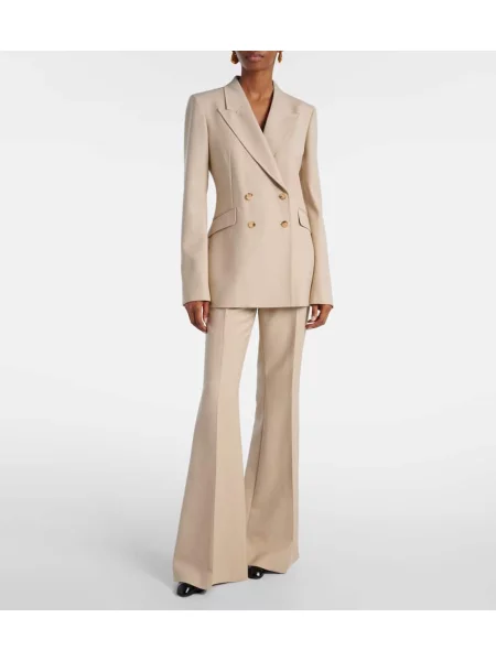 Pantaloni Gabriela Hearst cu talie înaltă de lână bej