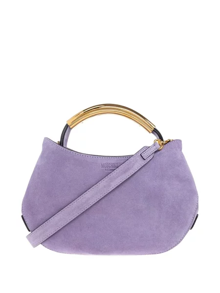 Geantă Moschino din piele de căprioară violet