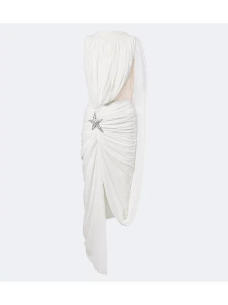 Rochie David Koma asimetrică drapată alb