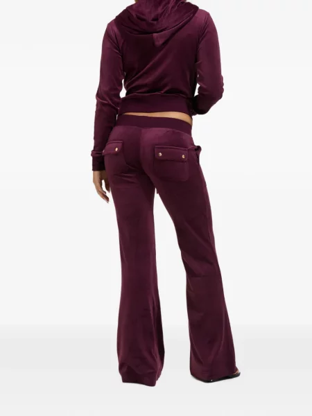 Είδος βελούδου τρέξιμο παντελόνι Juicy Couture με χαμηλή μέση μωβ