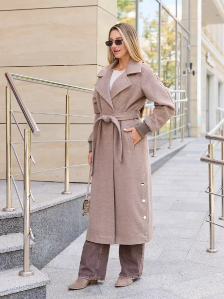 Пальто MilaNova тауп вовна/віскоза