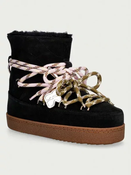 Inuikii Quilted Suede cizme de zăpadă pentru femei din piele întoarsă negru