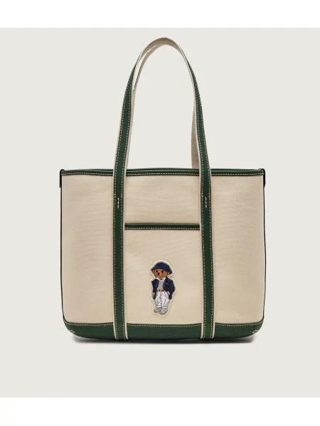 Geantă Polo Ralph Lauren din canvas bej