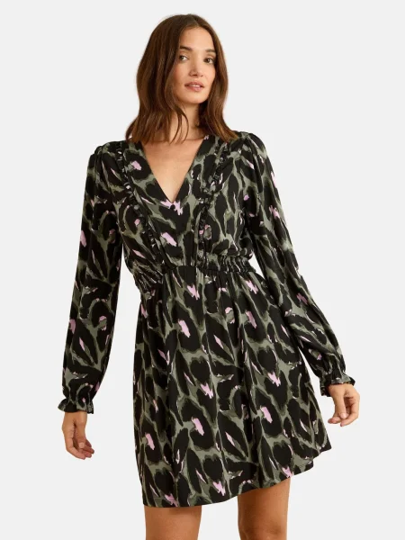 Love & roses Obleka kaki / roza črna