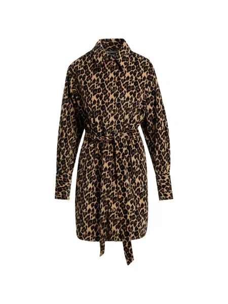 Rochie tip cămașă Essentiel Antwerp cu imagine cu model leopard maro