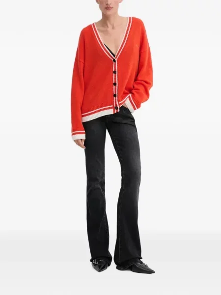 Cardigan Msgm cu dungi cu decolteu în V roșu