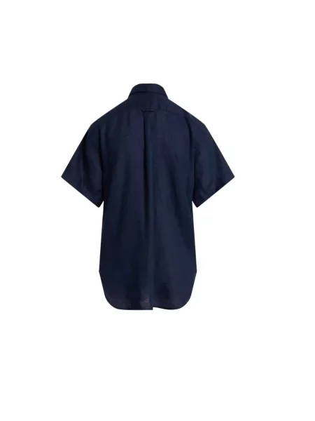 Bluzka koszulowa typu oversized z czystego lnu Polo Ralph Lauren niebieska